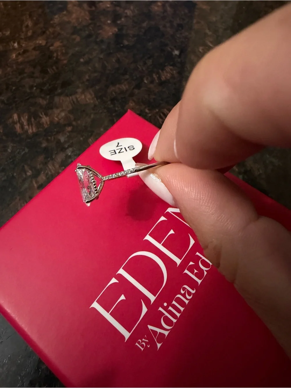 Adina Eden Oval Solitaire Cubic Zirconia Ring in Silver Tone